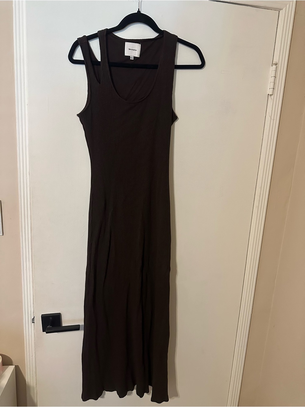 Reformation Brown Ribbed Tank Maxi Dress size Large
